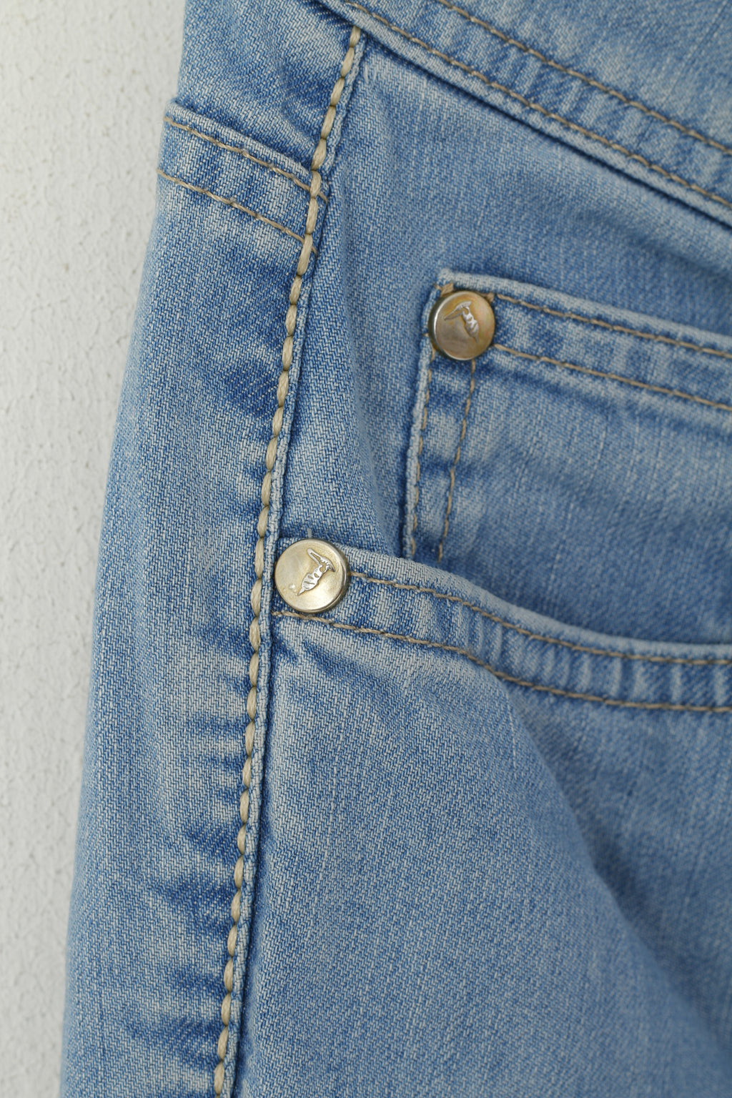 Trussardi Jeans Women 27 Trousers Blue Cotton Stretch Straight Leg Italy Pants