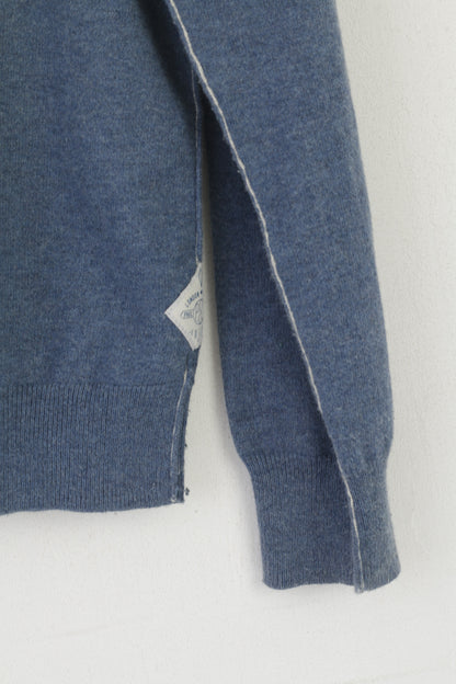 Paul Smith Jeans Uomo L (M) Maglione Classico in cotone blu girocollo tinta unita