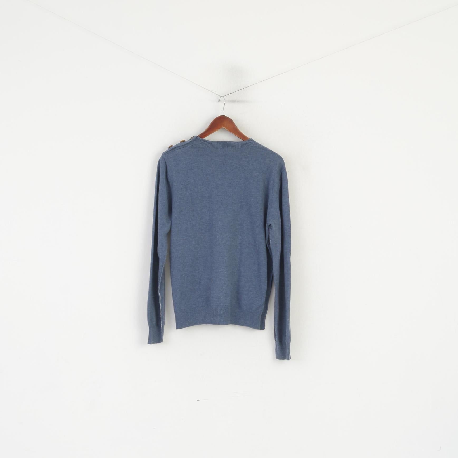 Paul Smith Jeans Men L (M) Jumper Blue Cotton Classic Crew Neck Plain Sweater