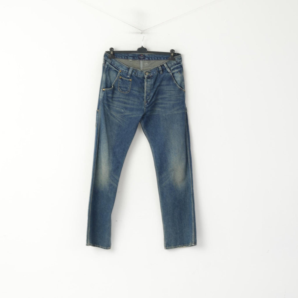 Paul Smith Jeans Homme 34 Pantalon Bleu Marine Denim Coton Jambe Droite Pantalon Classique