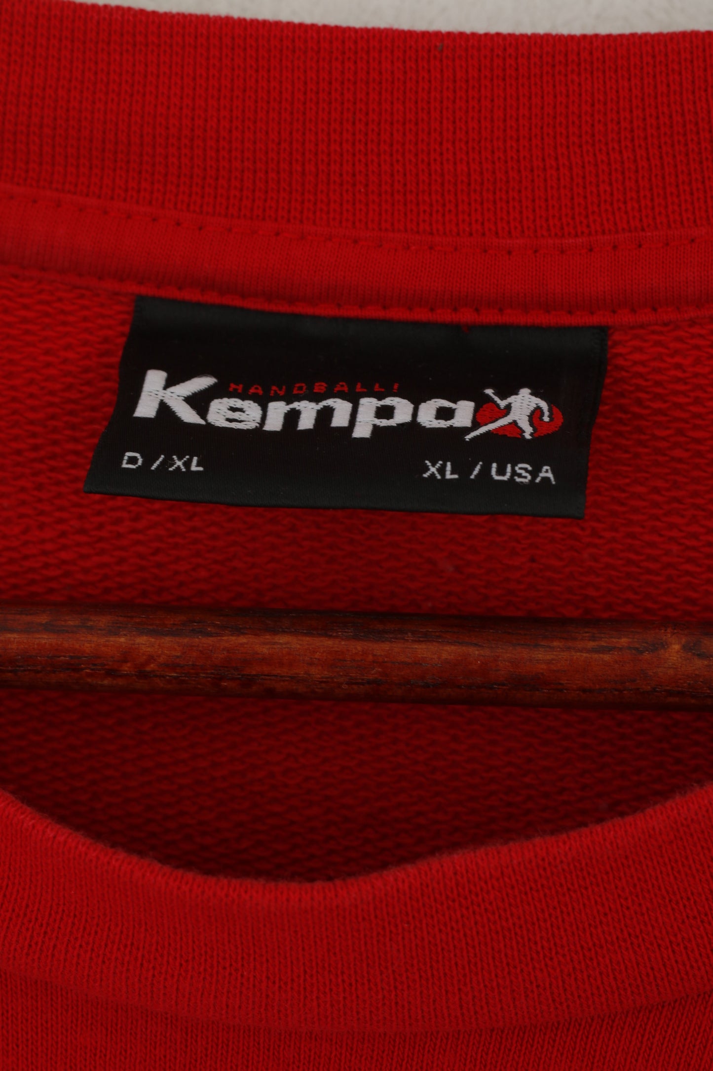 Felpa Kempa da uomo XL in cotone rosso per allenamento di pallamano, top sportivo vintage