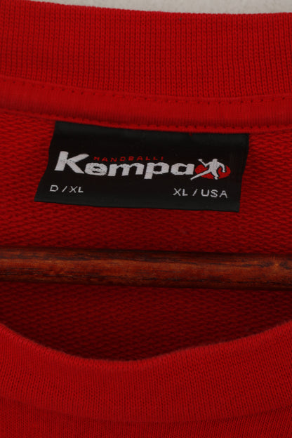 Kempa Men XL Sweatshirt Red Cotton Handball Training Vintage Sportswear Top