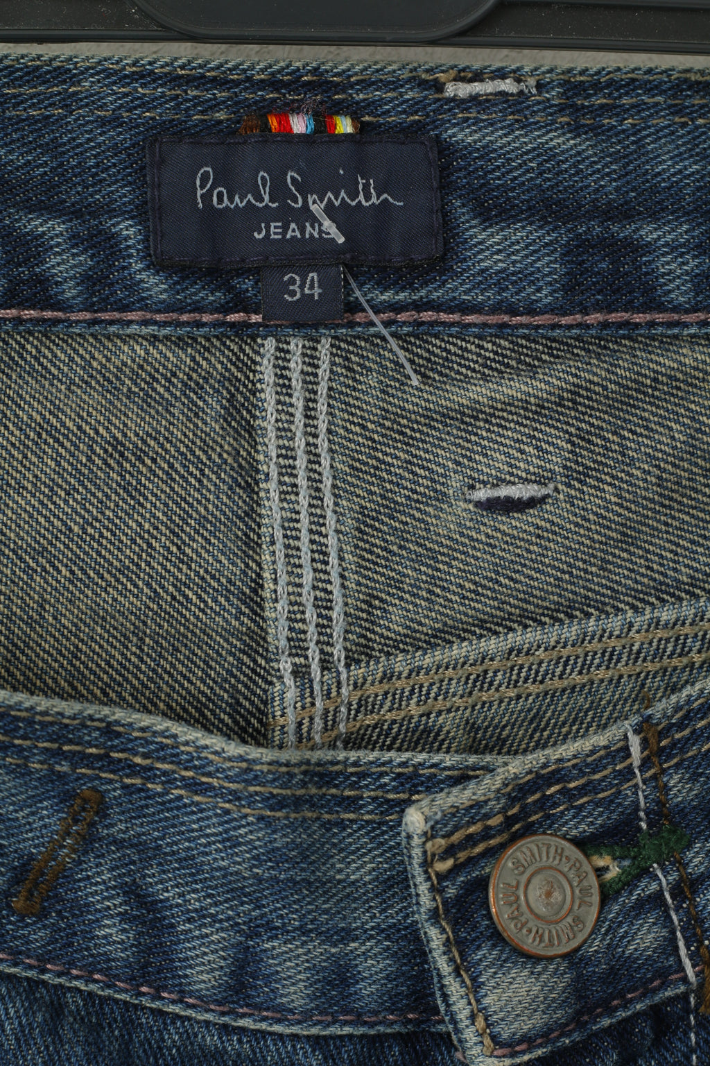 Paul Smith Jeans Homme 34 Pantalon Bleu Marine Denim Coton Jambe Droite Pantalon Classique