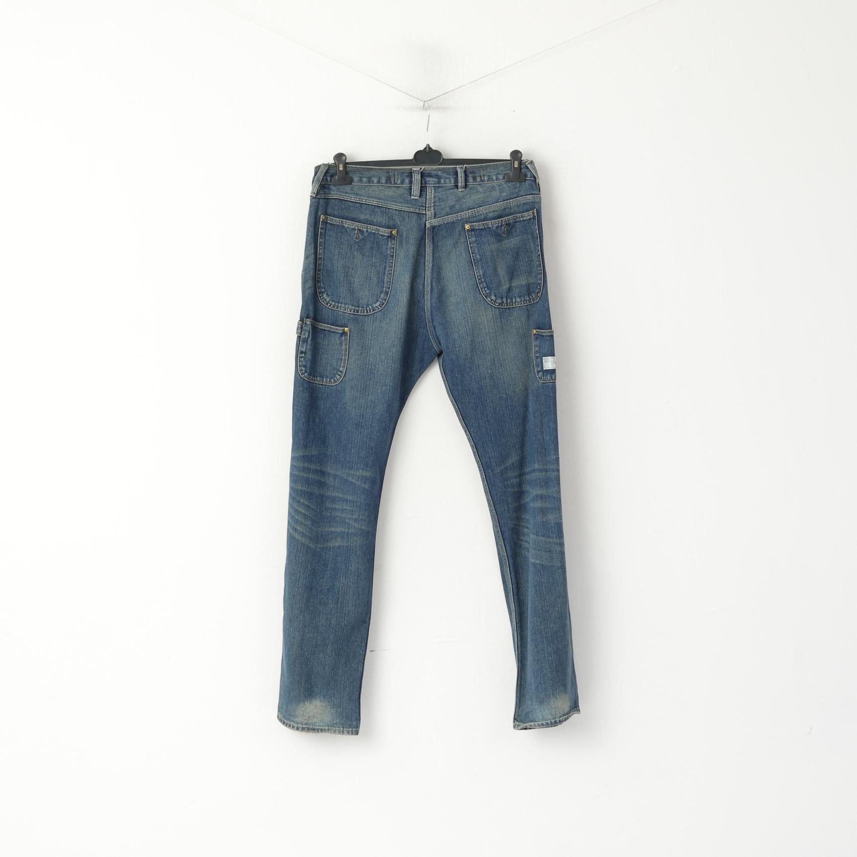 Paul Smith Jeans Homme 34 Pantalon Bleu Marine Denim Coton Jambe Droite Pantalon Classique