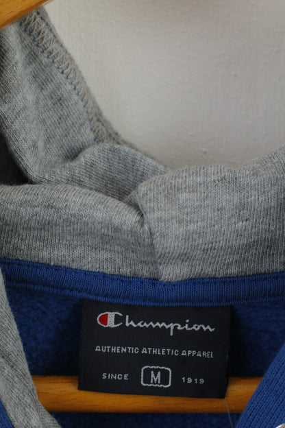 Felpa Champion da uomo M (S) Felpa con cappuccio blu Tasca a marsupio in cotone grafico