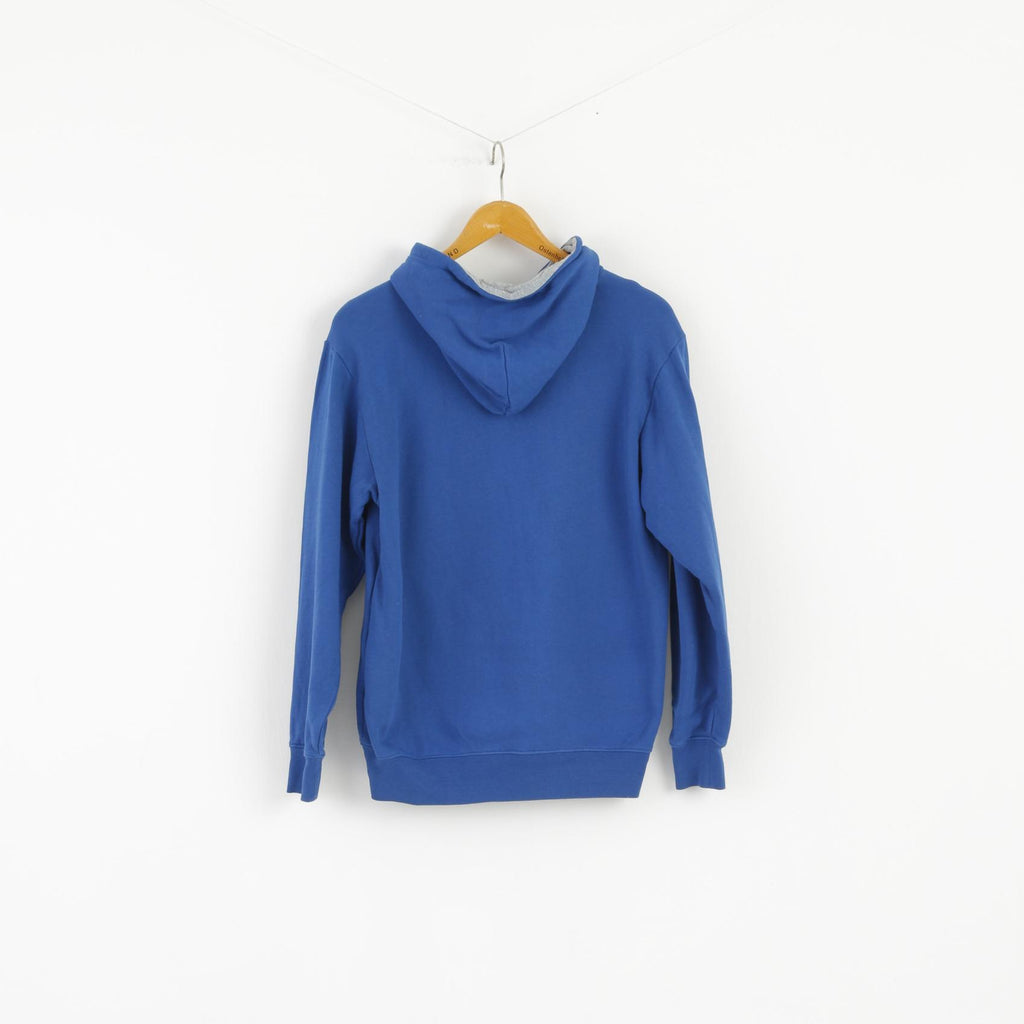 Champion Men M (S) Sweatshirt Blue Hoodie Graphic Cotton Kangaroo Pocket