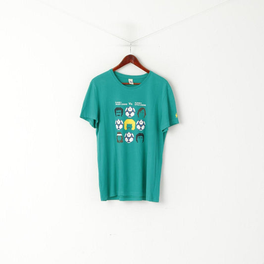 Le Coq Sportif Homme L T-Shirt Vert Coton Football Talent Legend Graphic Top