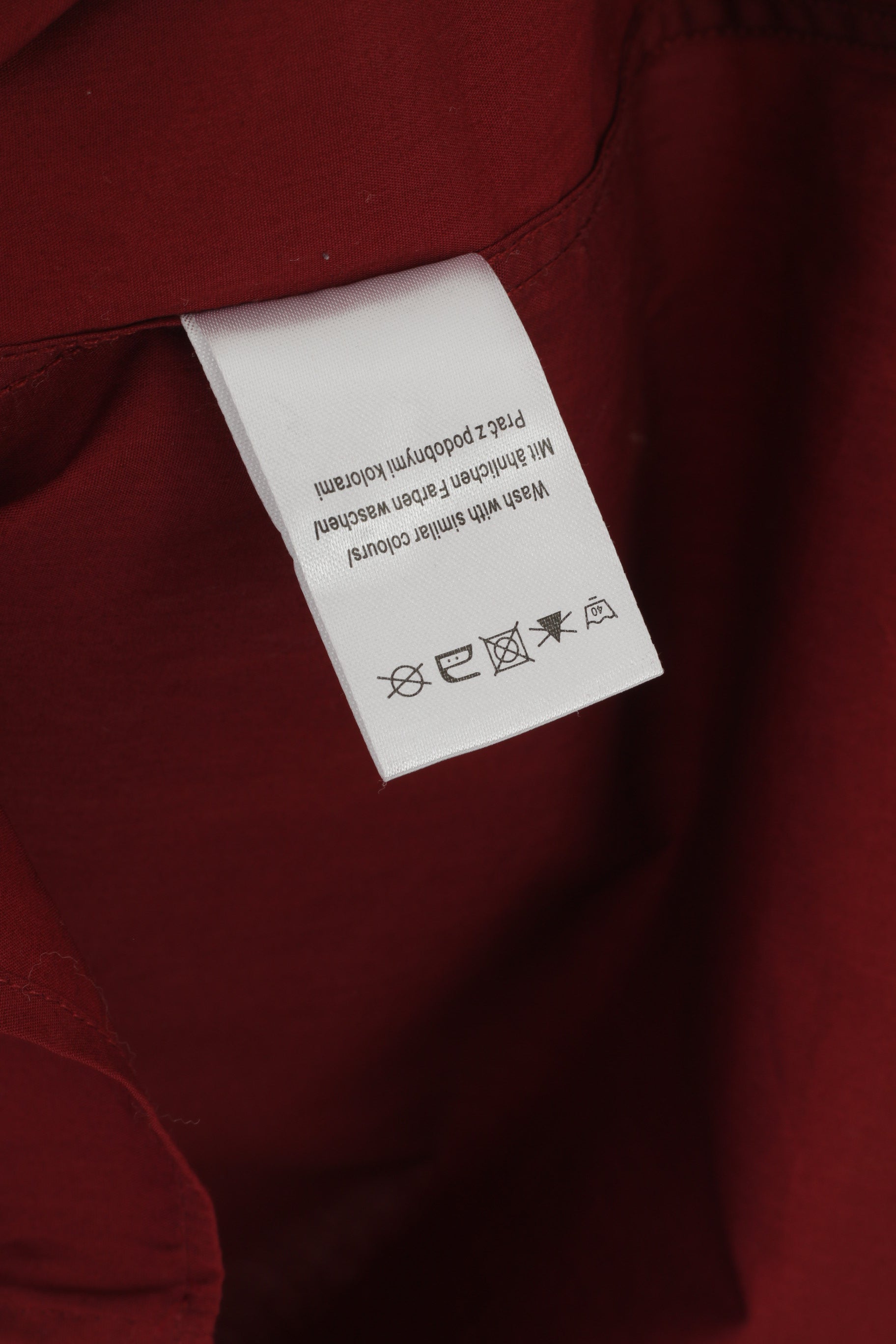 Nigel Hall Chemise décontractée pour homme en coton bordeaux à manches longues uni coupe ajustée