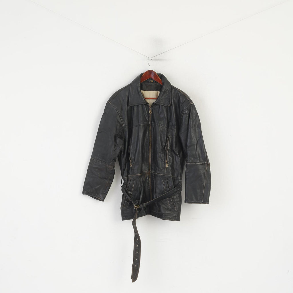 Giacca da uomo Red Baron 40 M. Top da aviatore con zip intera e cintura da pilota vintage in pelle marrone