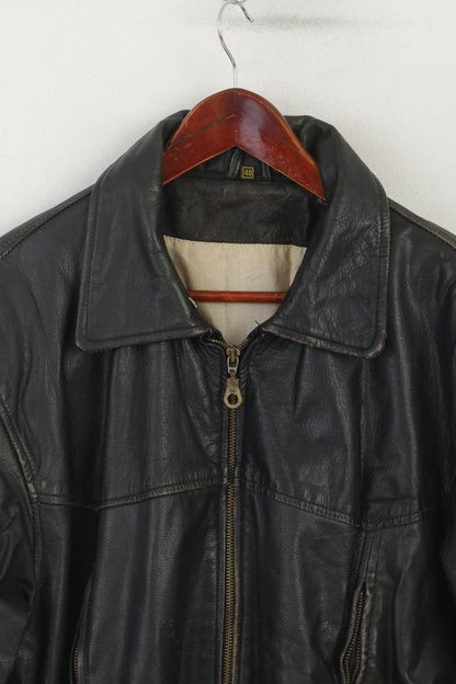 Red Baron Men 40 M Jacket Brown Leather Vintage Pilot Belted Full Zip Aviator Top