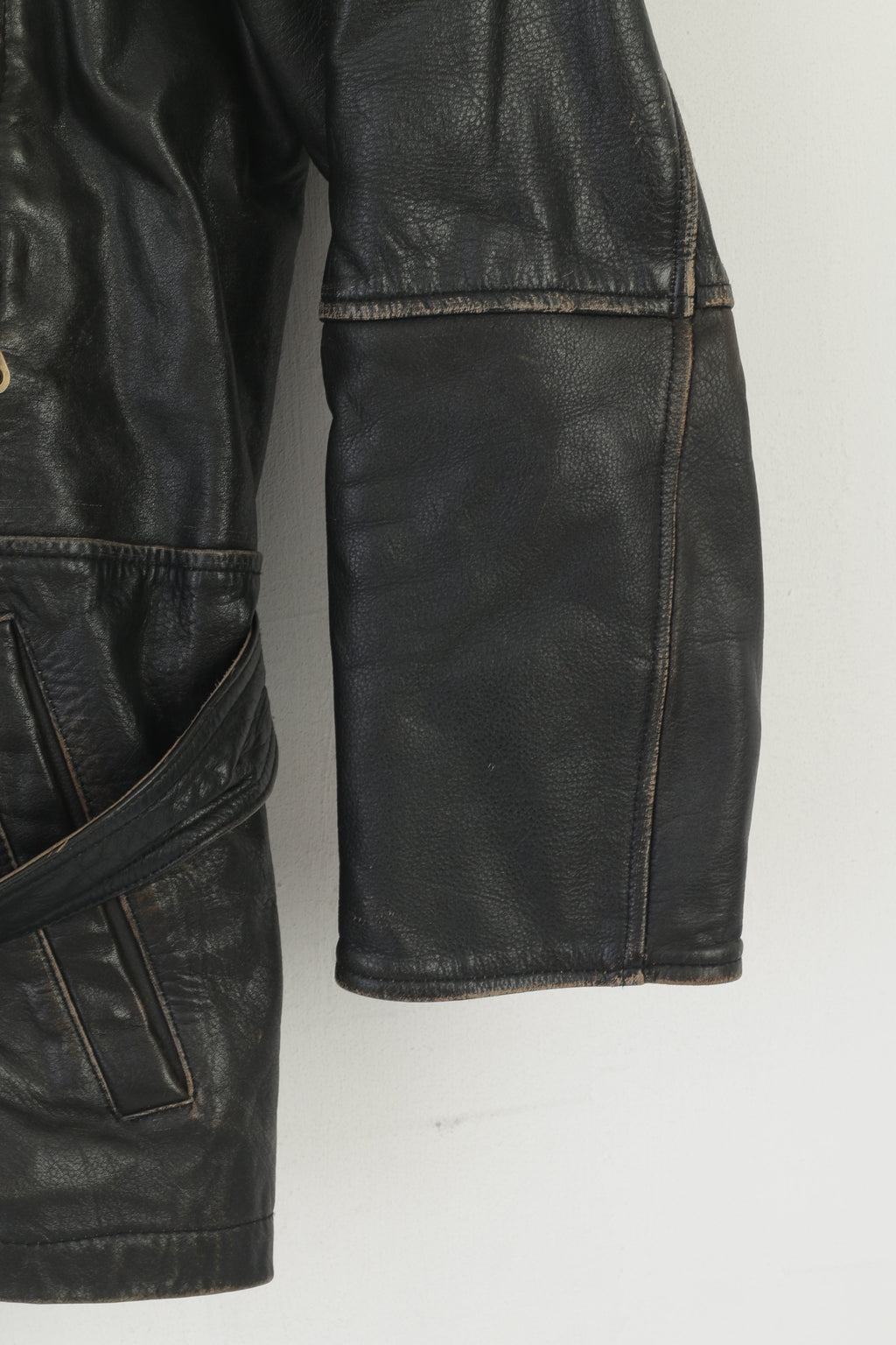 Giacca da uomo Red Baron 40 M. Top da aviatore con zip intera e cintura da pilota vintage in pelle marrone