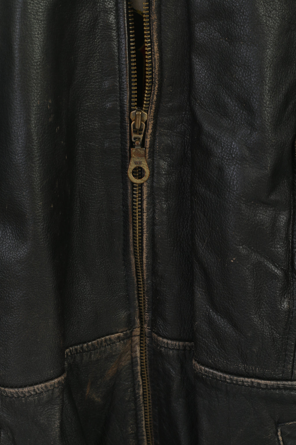 Giacca da uomo Red Baron 40 M. Top da aviatore con zip intera e cintura da pilota vintage in pelle marrone