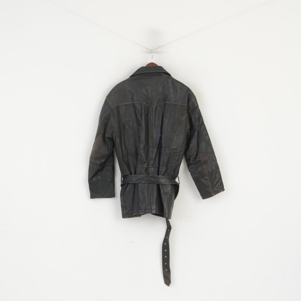 Giacca da uomo Red Baron 40 M. Top da aviatore con zip intera e cintura da pilota vintage in pelle marrone