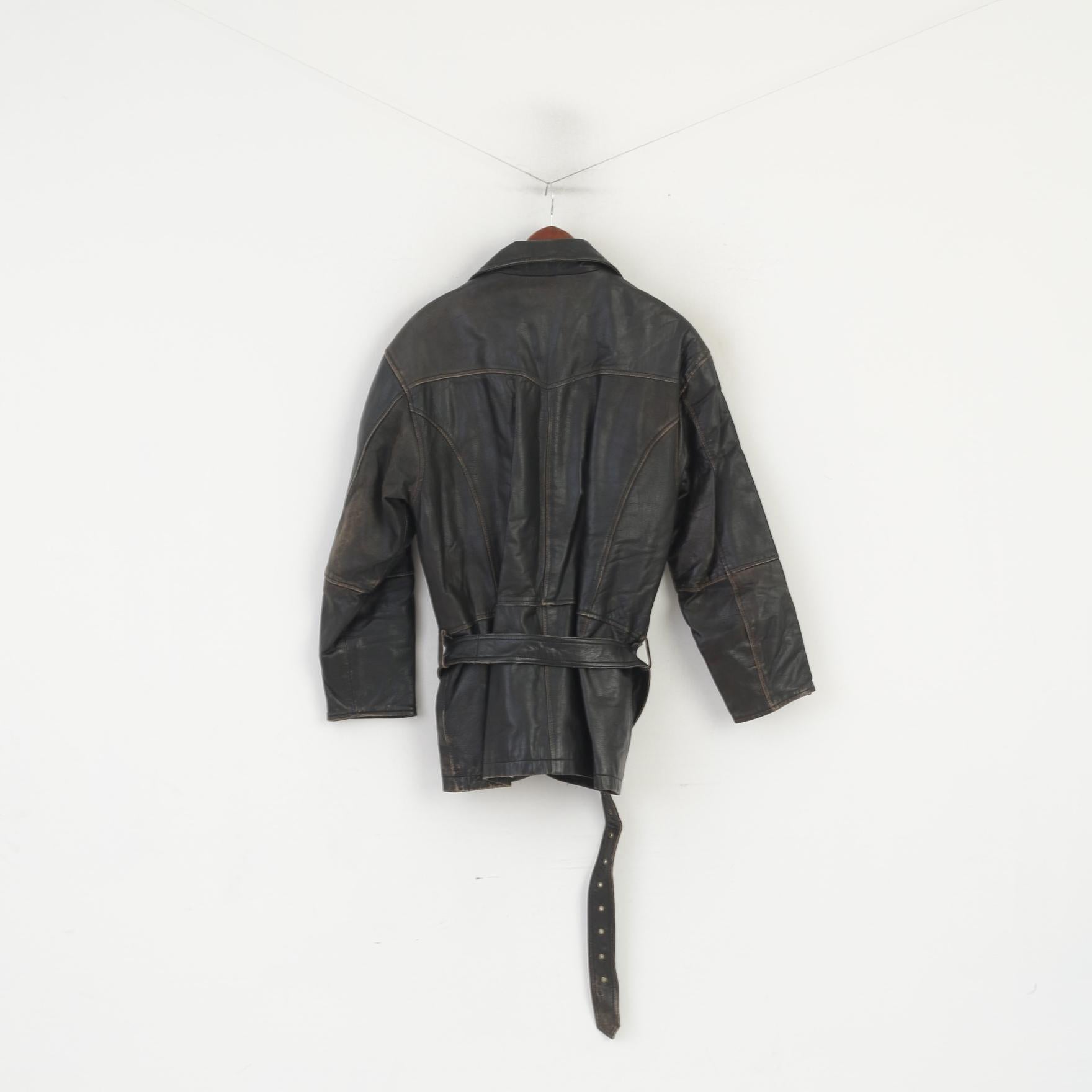 Giacca da uomo Red Baron 40 M. Top da aviatore con zip intera e cintura da pilota vintage in pelle marrone