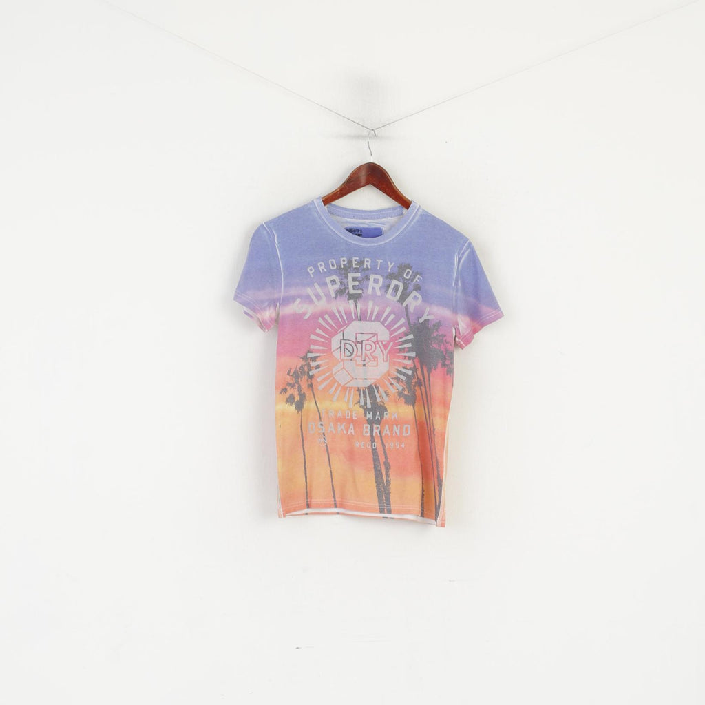 Superdry Homme S Chemise Violet Coton Graphique Summer Palms Crew Neck Top