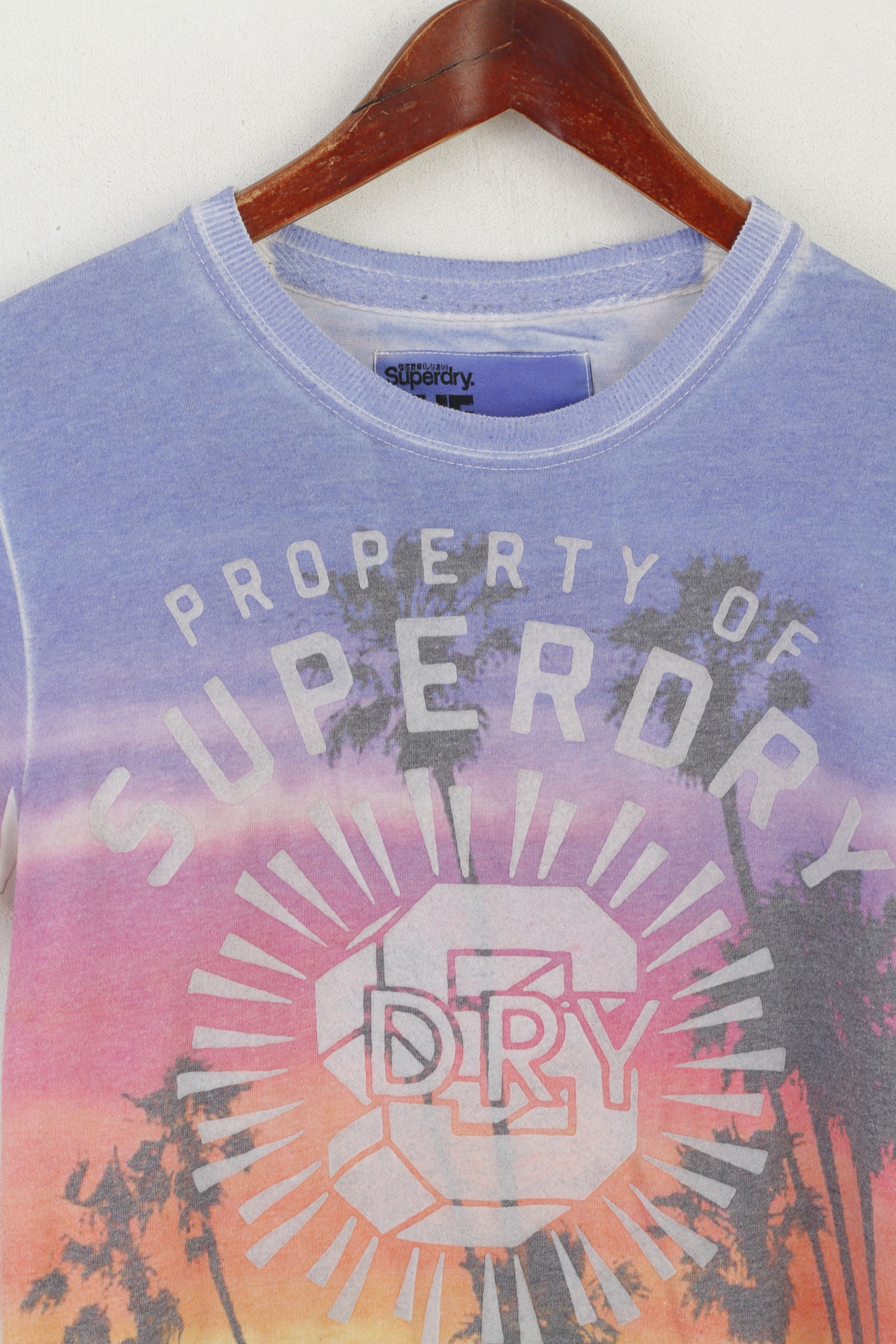 Superdry Homme S Chemise Violet Coton Graphique Summer Palms Crew Neck Top