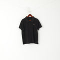 Schott NYC Hommes L Polo Noir Coupe Coton Boutons Détaillés Haut Classique