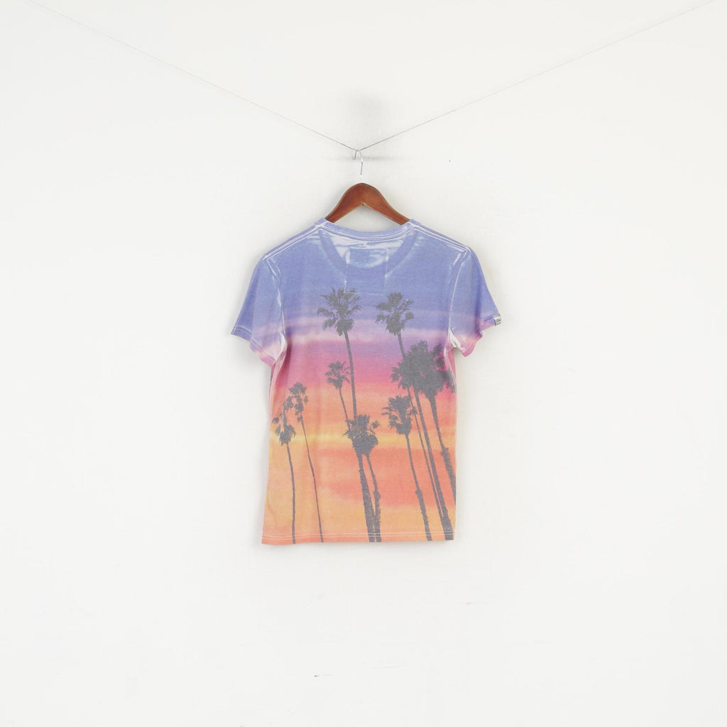 Superdry Homme S Chemise Violet Coton Graphique Summer Palms Crew Neck Top