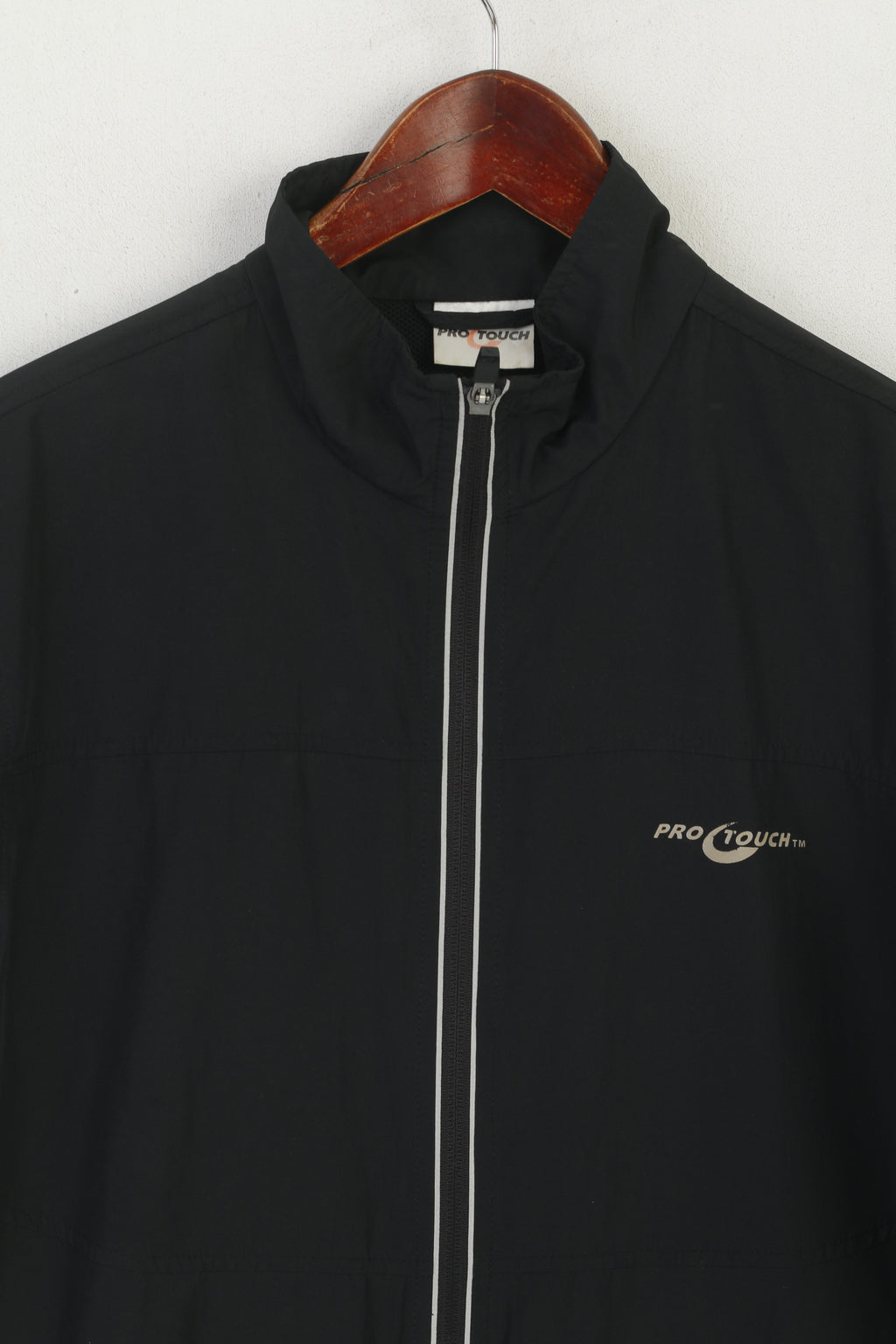 Pro Touch Men S Jacket Black Vintage Lightweight Reflective Full Zip Sportswear Top