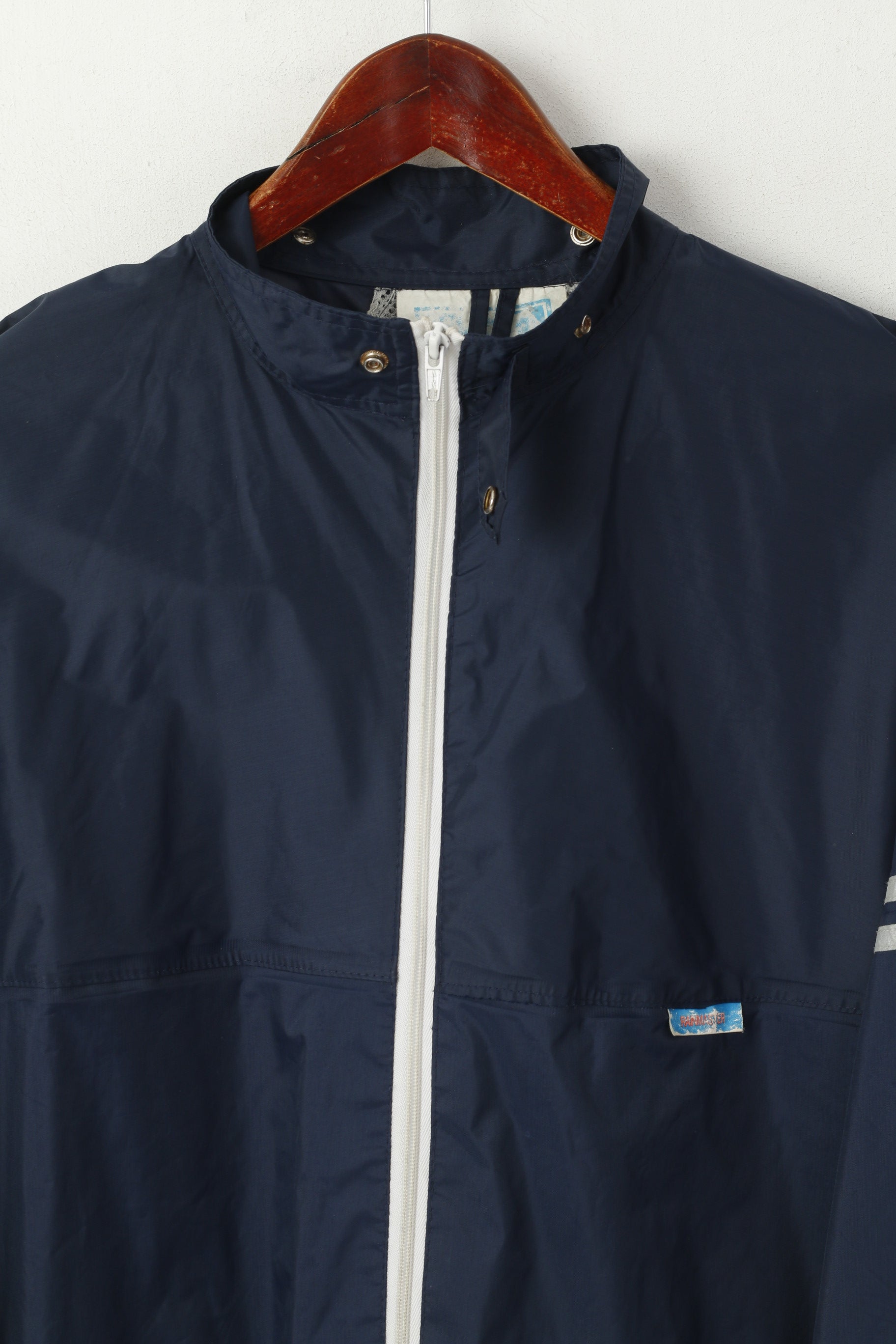 FK Rainmaster Hommes M Veste Marine Nylon Imperméable Fermeture Éclair Complète Vintage Top