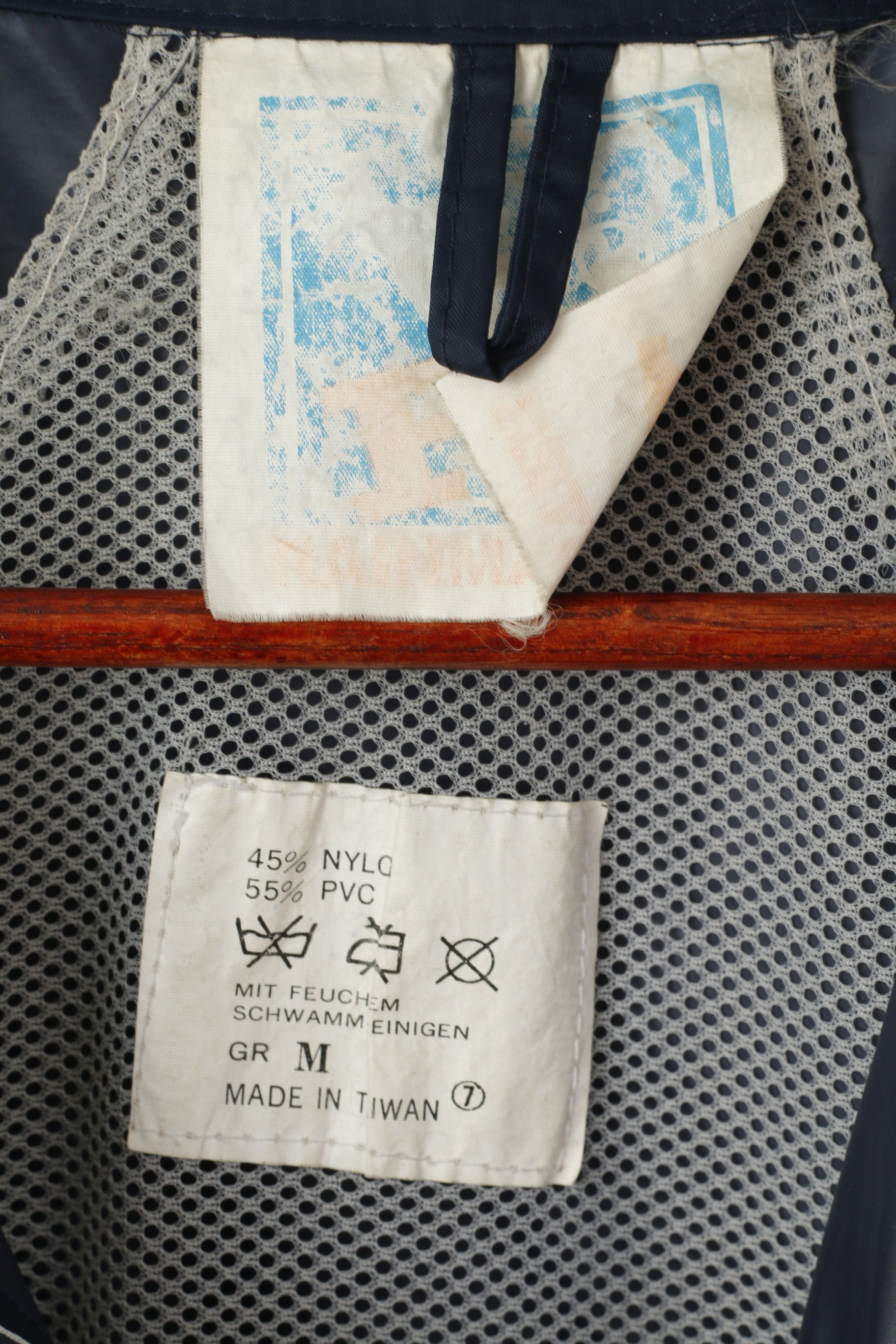 FK Rainmaster Hommes M Veste Marine Nylon Imperméable Fermeture Éclair Complète Vintage Top