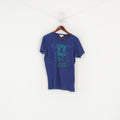 Diesel Homme M Chemise Bleu Coton Graphique Brodé Col Ras Du Cou Classique Haut
