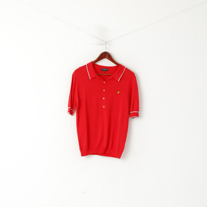 Lyle &amp; Scott Vintage Homme M (S) Polo Rouge Coton Manches Courtes Pull Soft Top