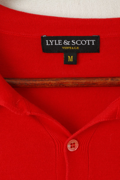 Lyle &amp; Scott Vintage Homme M (S) Polo Rouge Coton Manches Courtes Pull Soft Top