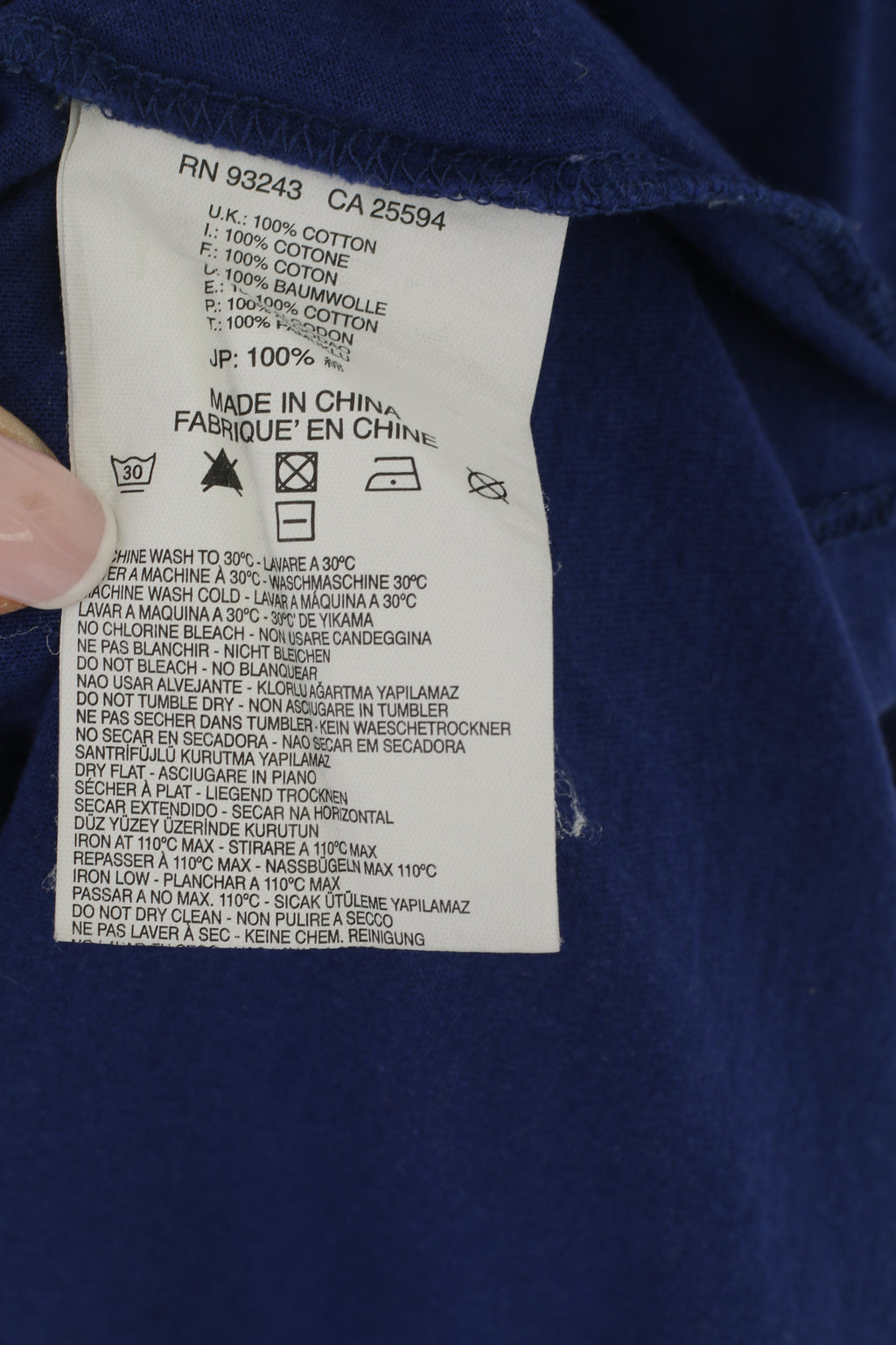 Diesel Homme M Chemise Bleu Coton Graphique Brodé Col Ras Du Cou Classique Haut