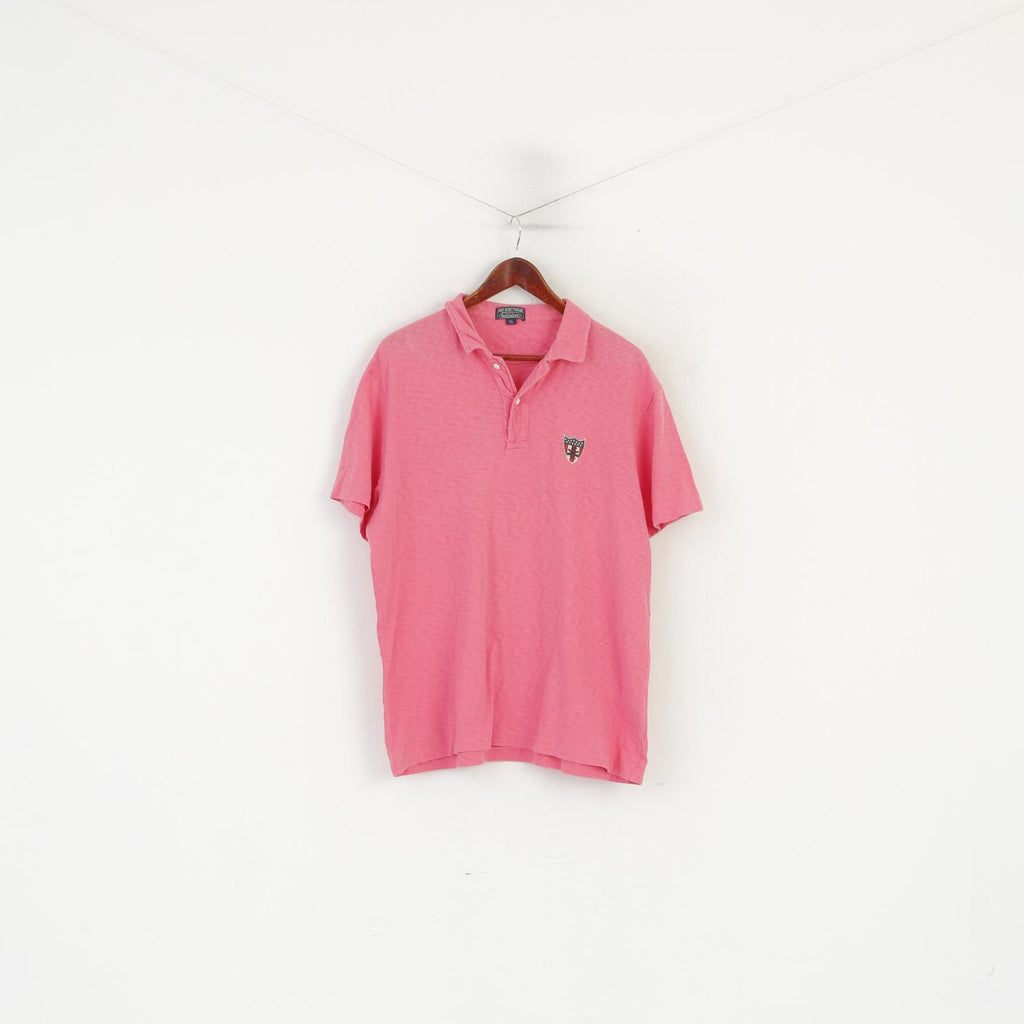 Polo Jeans Company Ralph Lauren Men XL Polo Shirt Pink Cotton Retro Classic Top