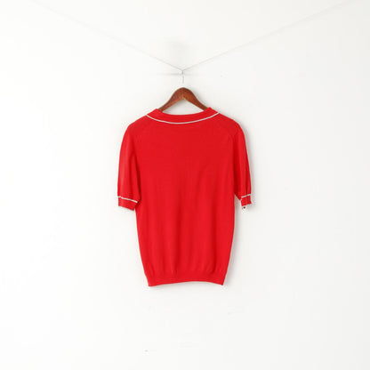 Lyle &amp; Scott Vintage Homme M (S) Polo Rouge Coton Manches Courtes Pull Soft Top