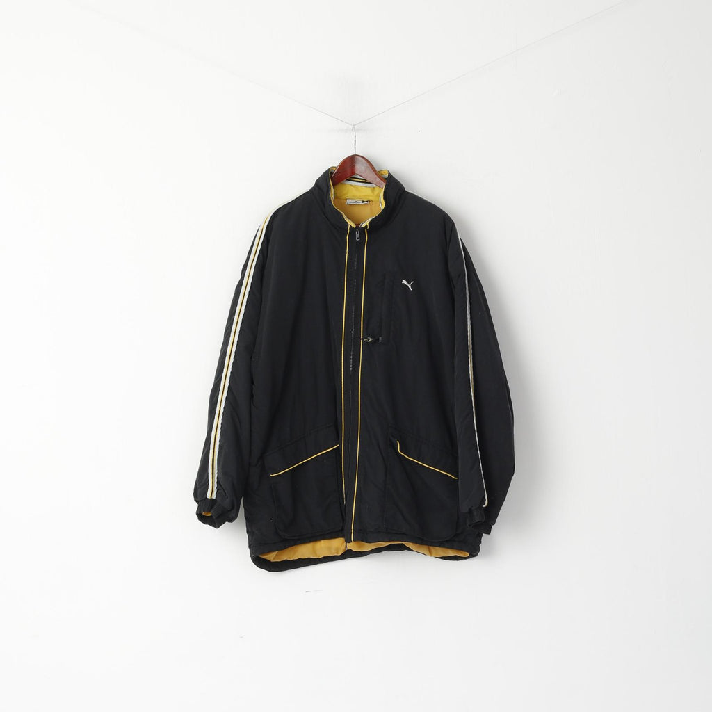 Giacca Puma da uomo XXL in nylon nero, impermeabile, imbottita, con cerniera intera, top casual