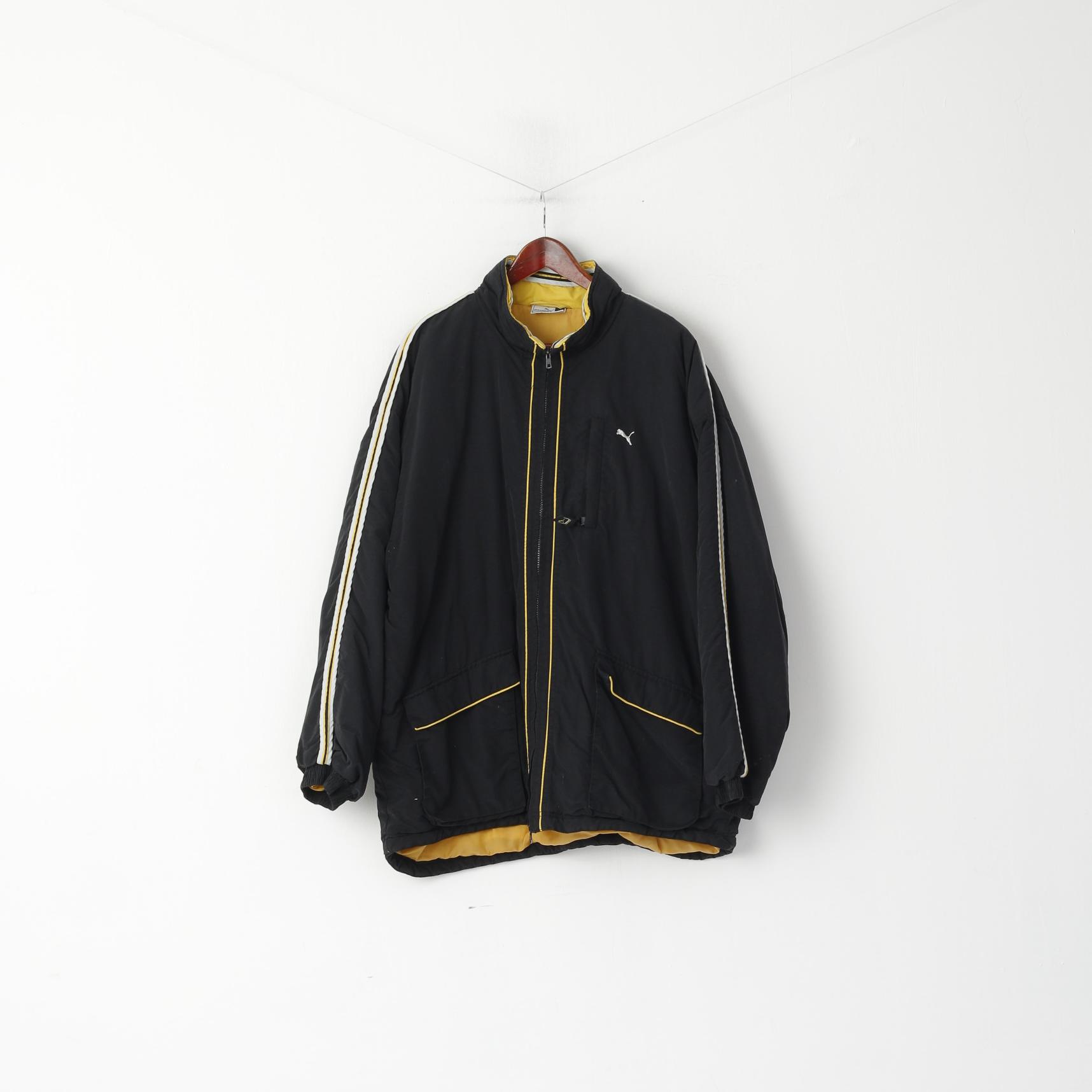 Giacca Puma da uomo XXL in nylon nero, impermeabile, imbottita, con cerniera intera, top casual