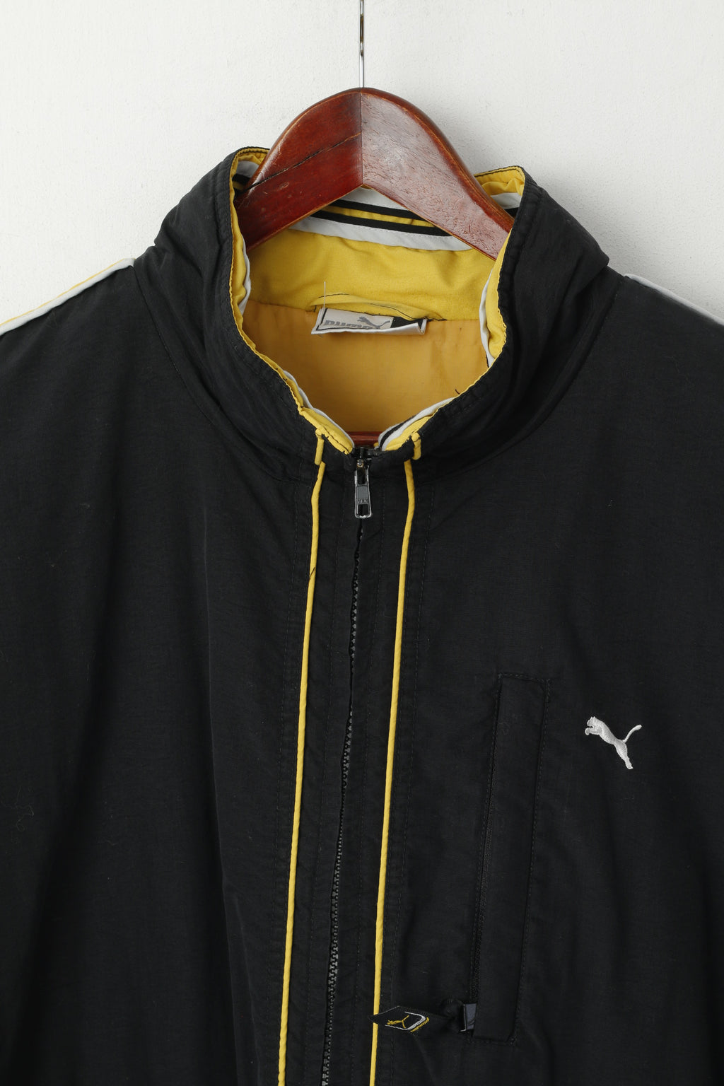 Giacca Puma da uomo XXL in nylon nero, impermeabile, imbottita, con cerniera intera, top casual