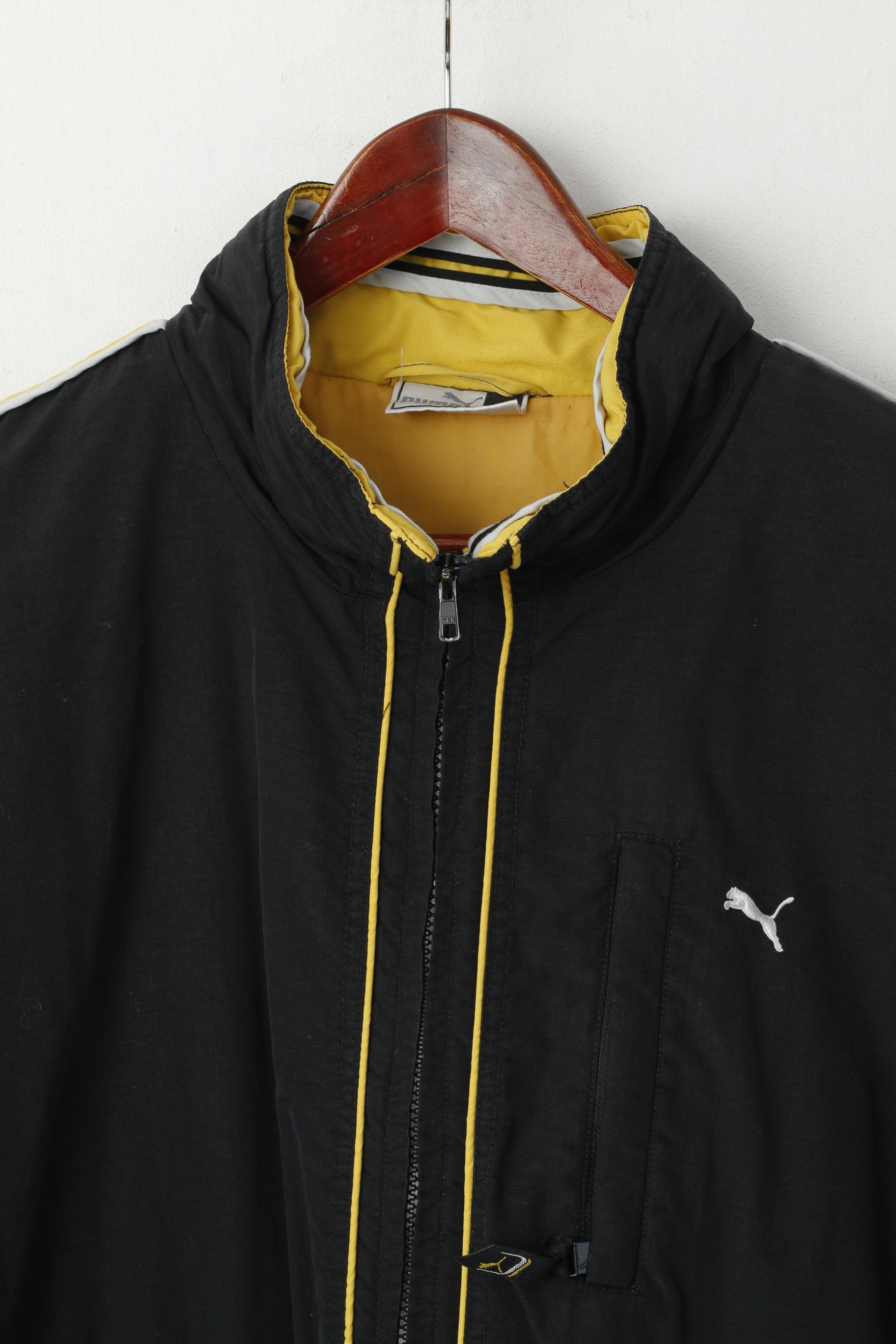 Giacca Puma da uomo XXL in nylon nero, impermeabile, imbottita, con cerniera intera, top casual