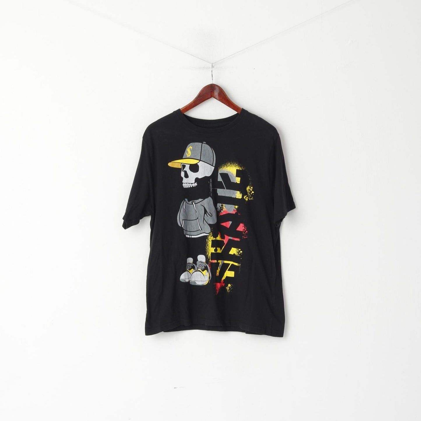 Twisted Gorilla Men XL T- Shirt Black Cotton Black Skate Skull Graphic Top