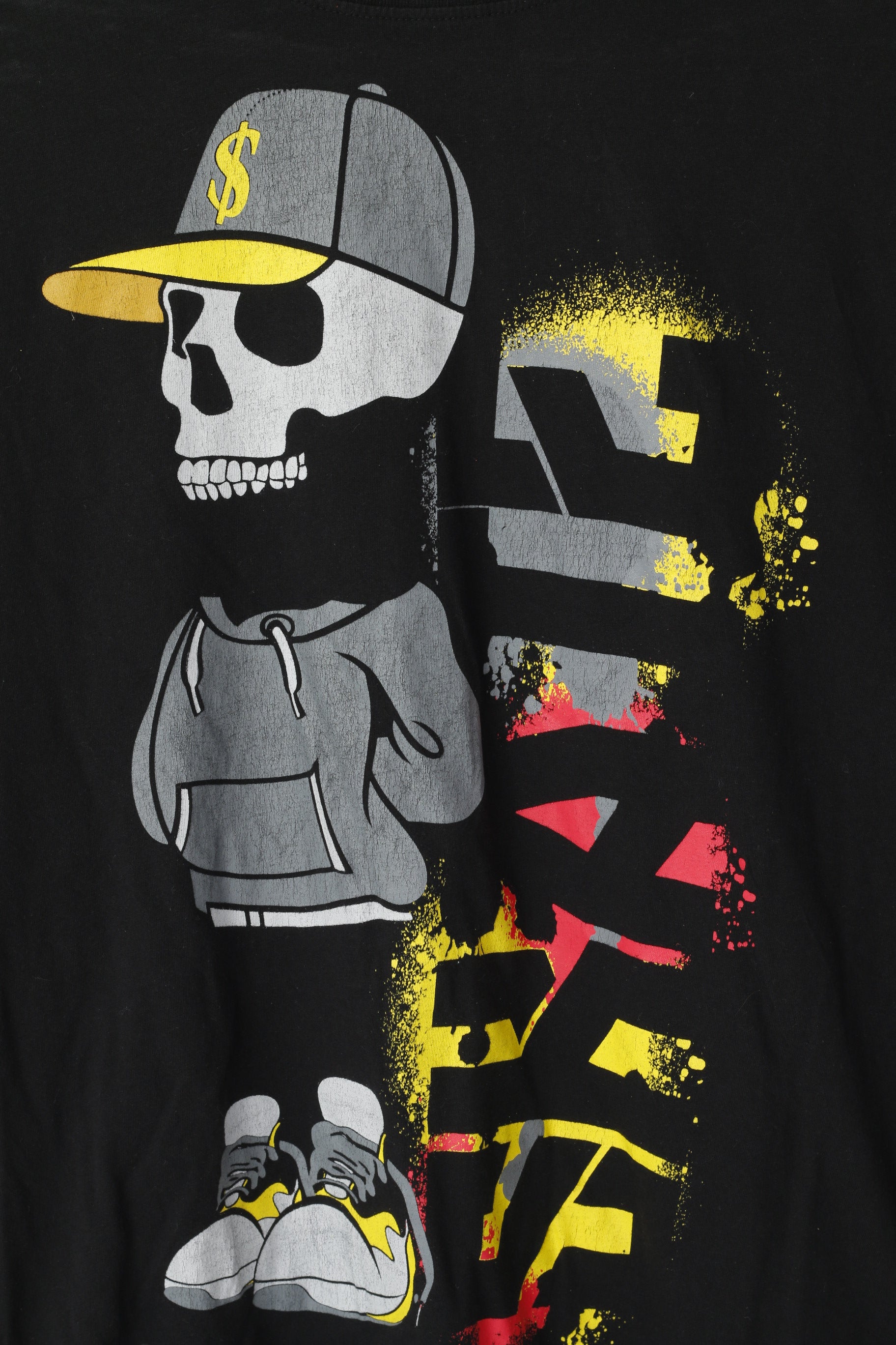 Twisted Gorilla Men XL T- Shirt Black Cotton Black Skate Skull Graphic Top