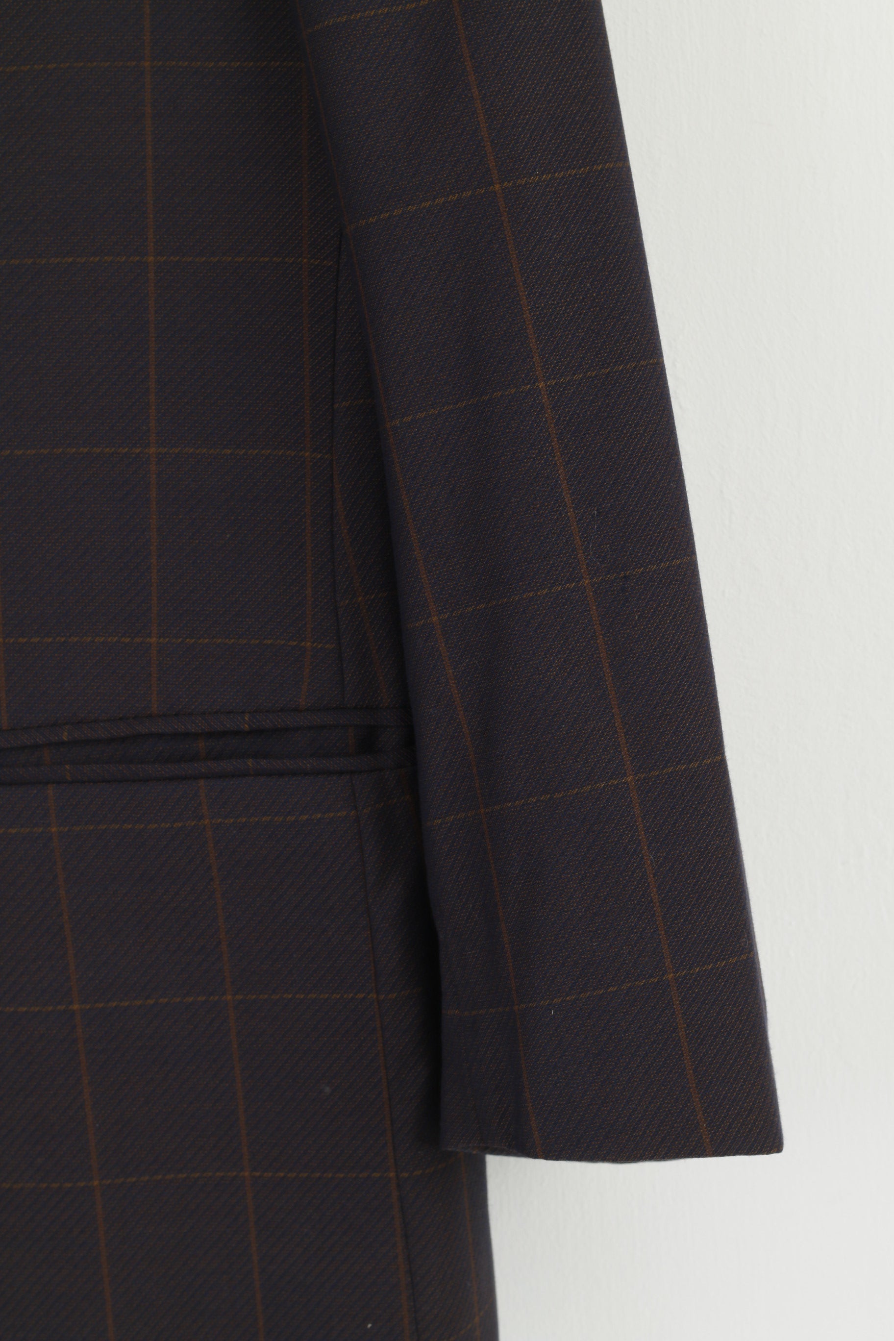 Emilio Rizzi Ferrini Hommes 54 Blazer Marron Marine Check Laine Simple Boutonnage Made in Italy Veste