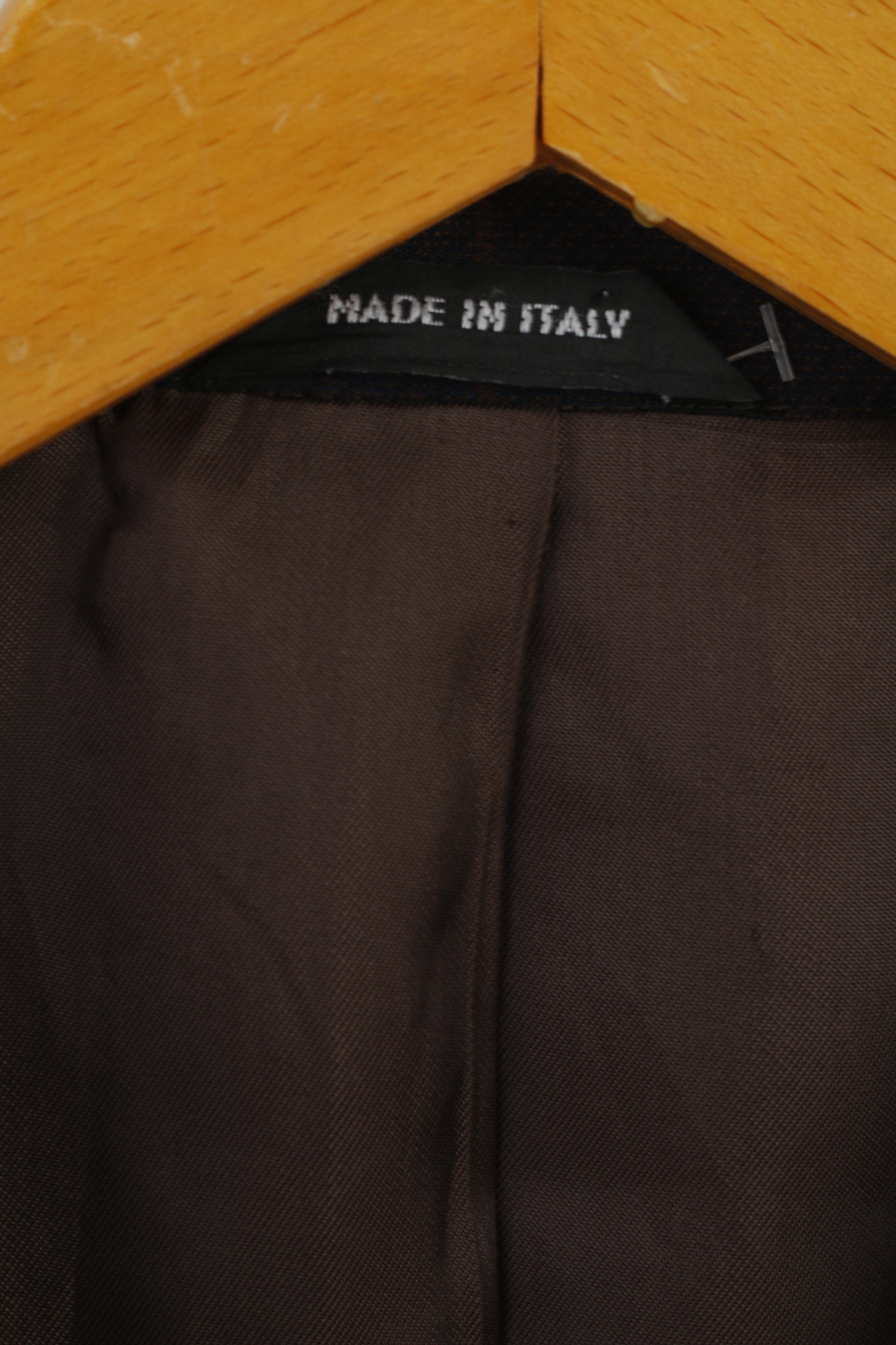 Emilio Rizzi Ferrini Hommes 54 Blazer Marron Marine Check Laine Simple Boutonnage Made in Italy Veste