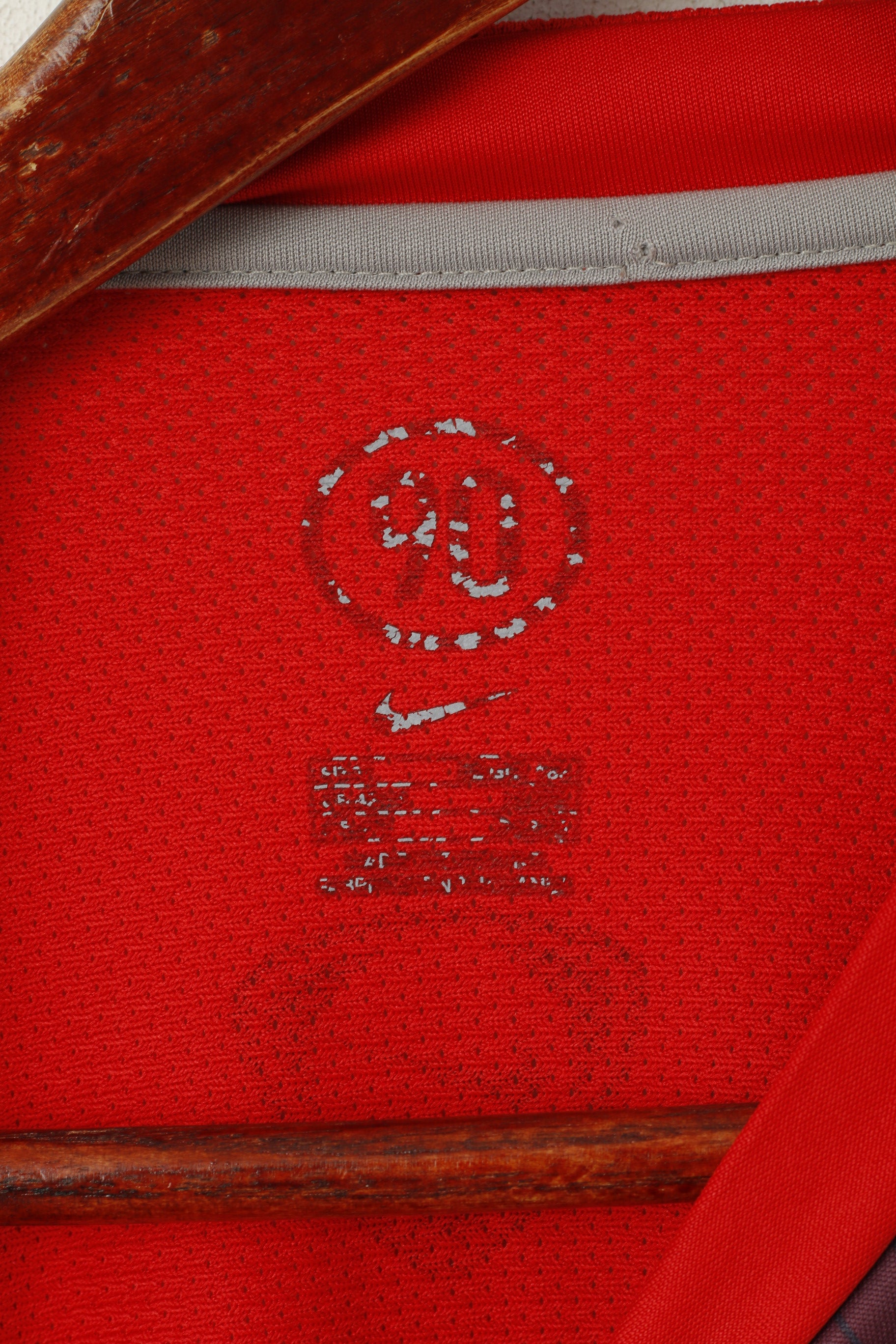 Nike Homme L Chemise Rouge Football Activewear 90 Vintage Sport Training Jersey Top