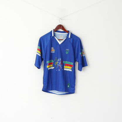 AZZURRI Men 4 S Polo Shirt Blue GAA IRELAND Gaelic Football Vintage Shirt