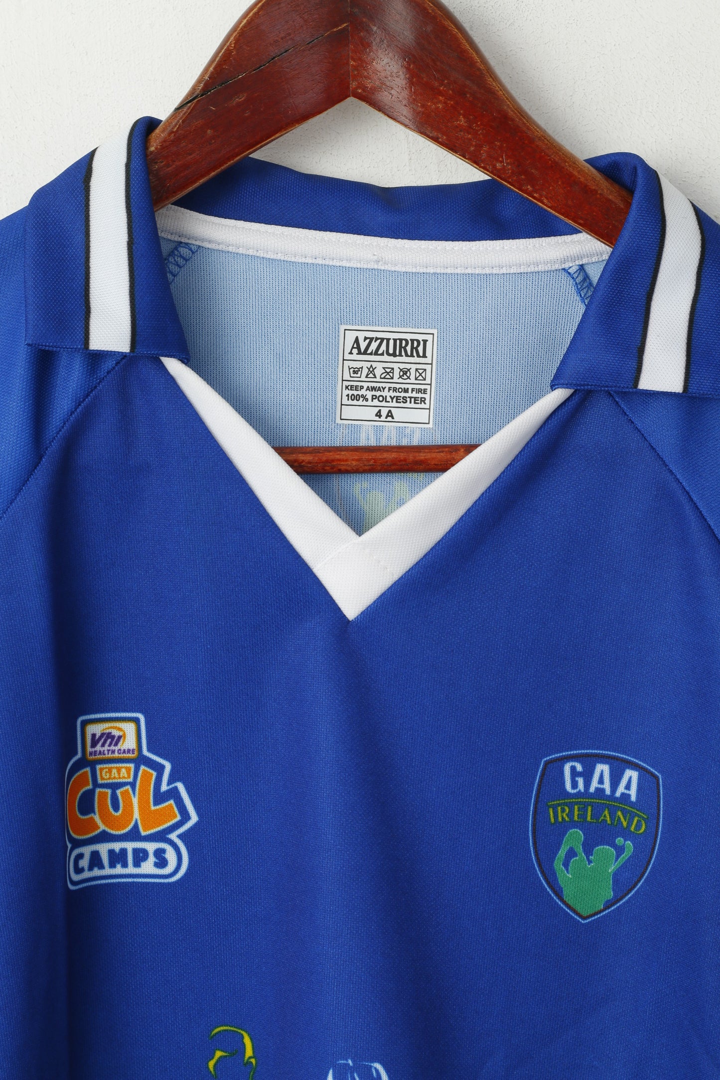 AZZURRI Homme 4 S Polo Bleu GAA IRLANDE Football Gaélique Chemise Vintage