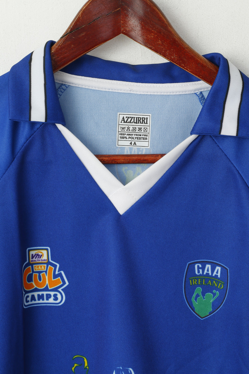 Polo AZZURRI Uomo 4 S Blu GAA IRLANDA Maglia vintage da calcio gaelico
