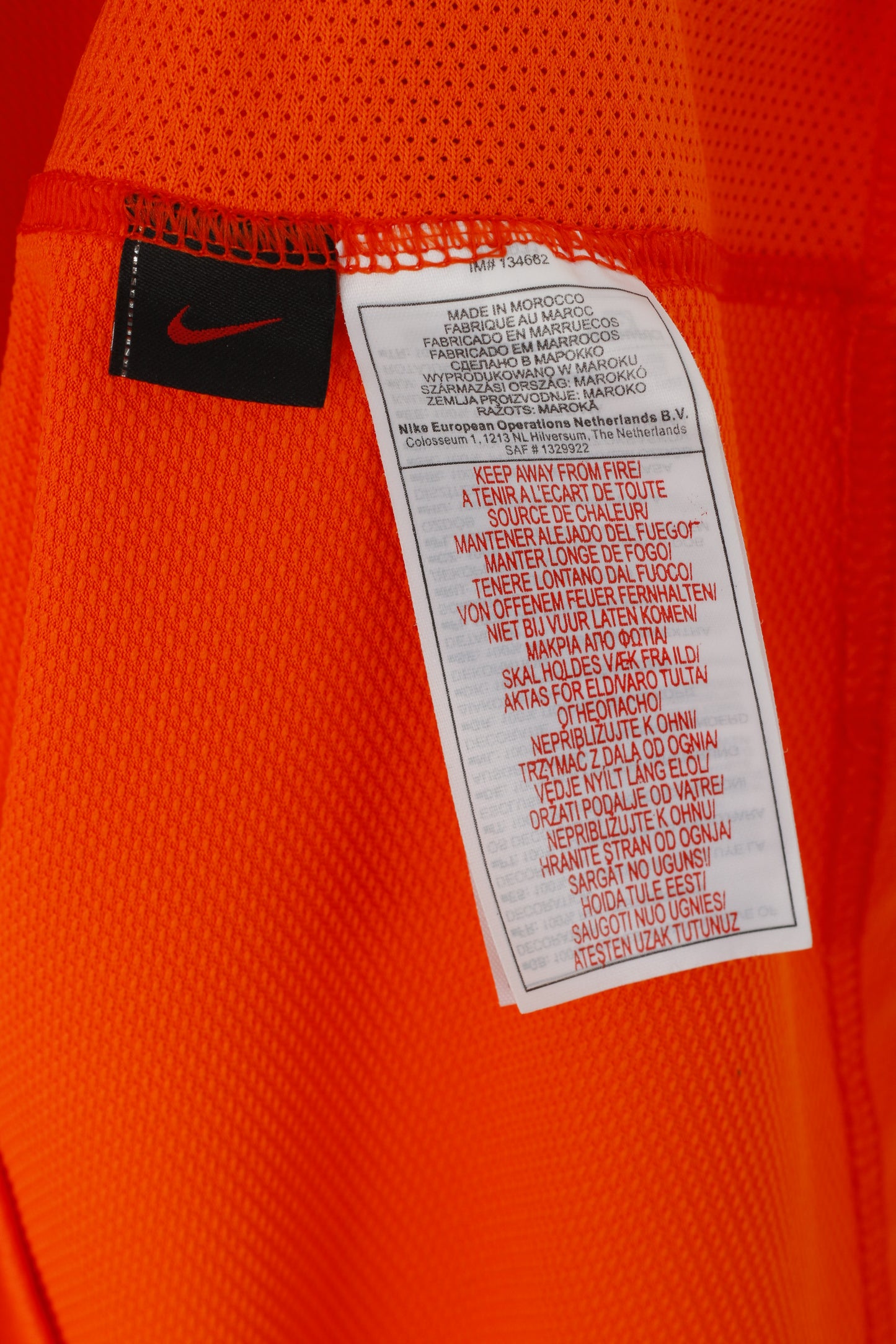 Nike Homme XL Polo Orange Fluo KNVB Koninklijke Nederland #10 VD VAART Haut