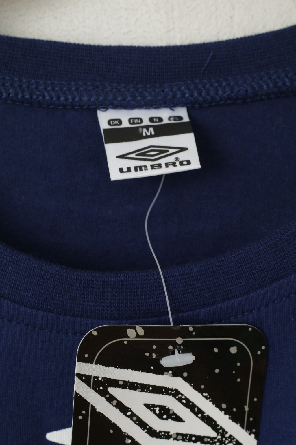 New Umbro Men M T-Shirt Blue Cotton Fair Play Football Sportswear Top