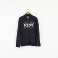 Felpa Reebok da uomo M. Top ricamato con cerniera intera in cotone blu navy