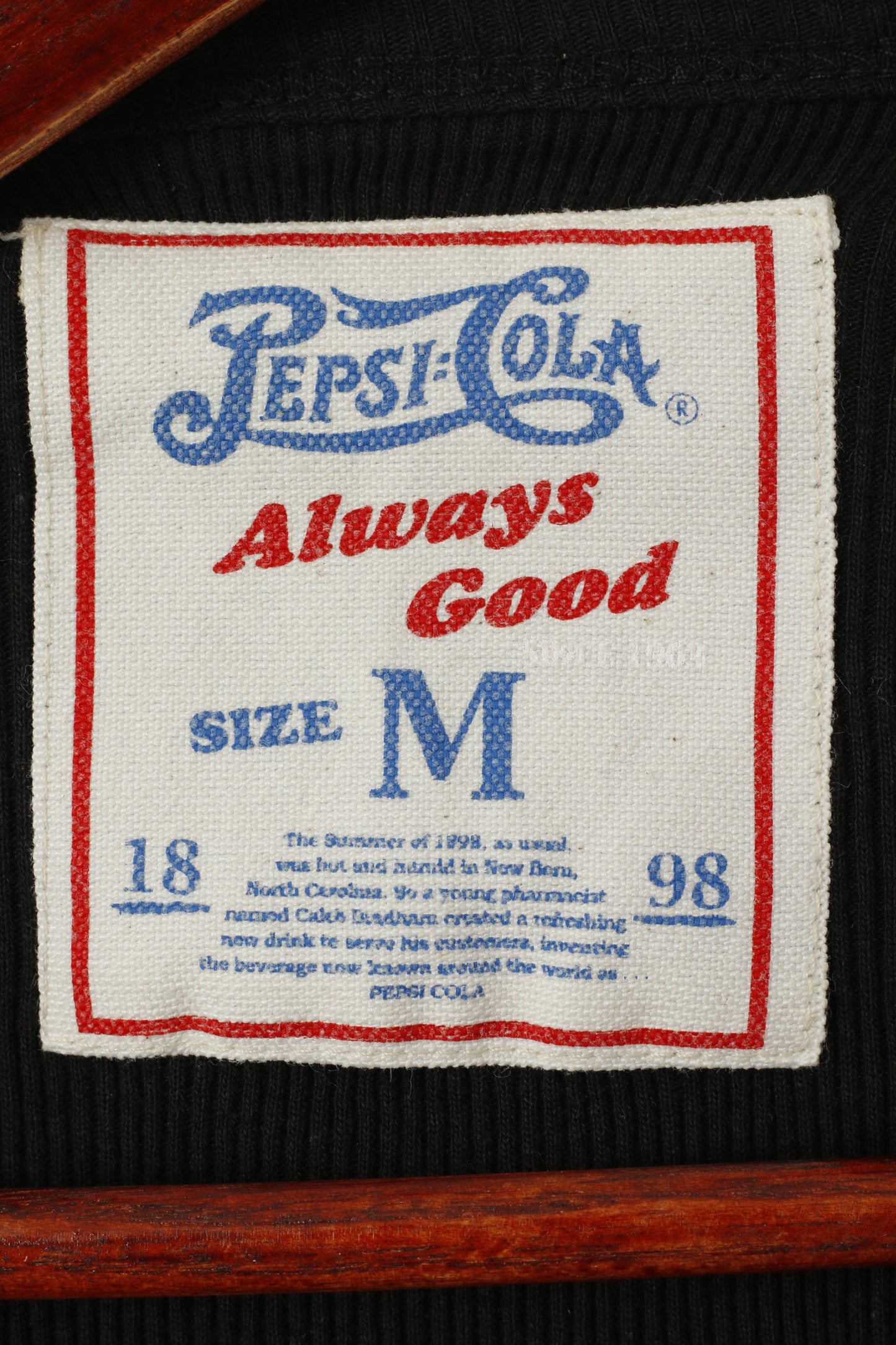 Pepsi - Cola Men M (S) Chemise Noir Stretch Always Good Cotton Vintage Fit Top