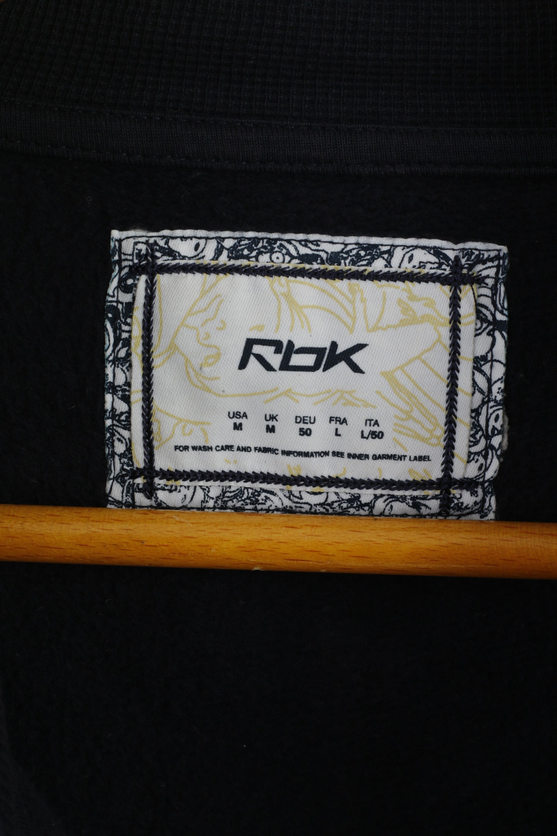 Reebok Men M Sweatshirt Bleu Marine Coton Full Zipper Emroidered Top