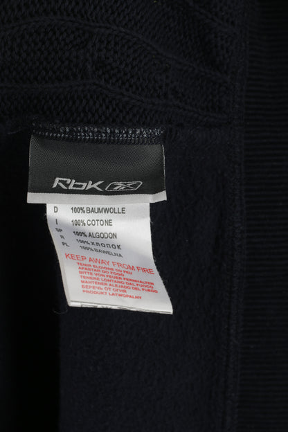 Reebok Men M Sweatshirt Bleu Marine Coton Full Zipper Emroidered Top