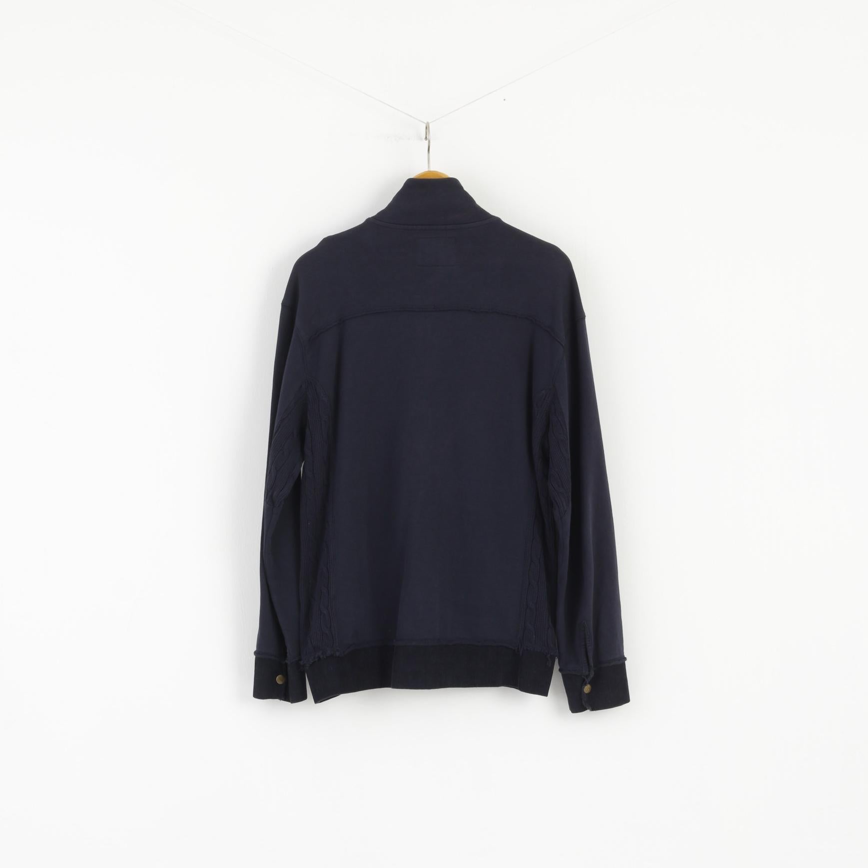 Reebok Men M Sweatshirt Bleu Marine Coton Full Zipper Emroidered Top